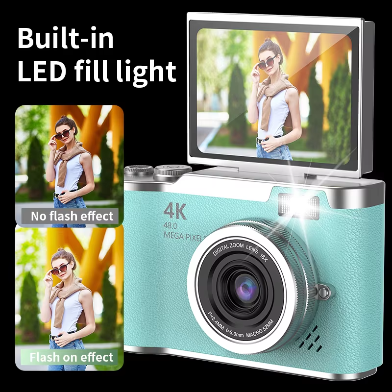 Cámara digital 4K 48MP cámara de fotografía videocámara cámaras recargables videocámara con pantalla de 2,4 pulgadas para niños adultos principiantes