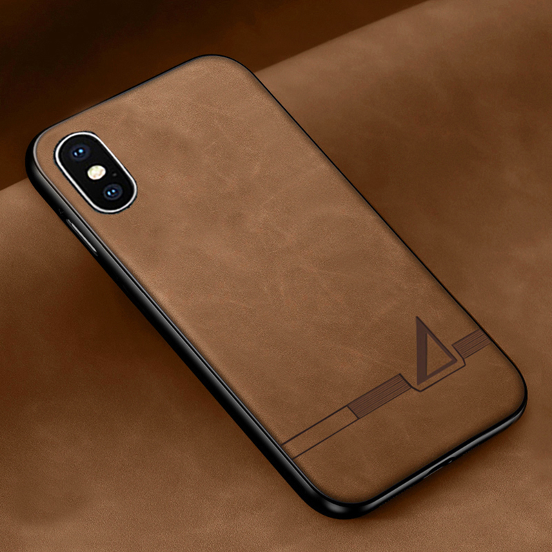 Funda de cuero suave tridimensional para Apple Iphone X XS MAX XR TPU funda de silicona para Apple Iphone X XS MAX XR: Tela de algodón / Castaño