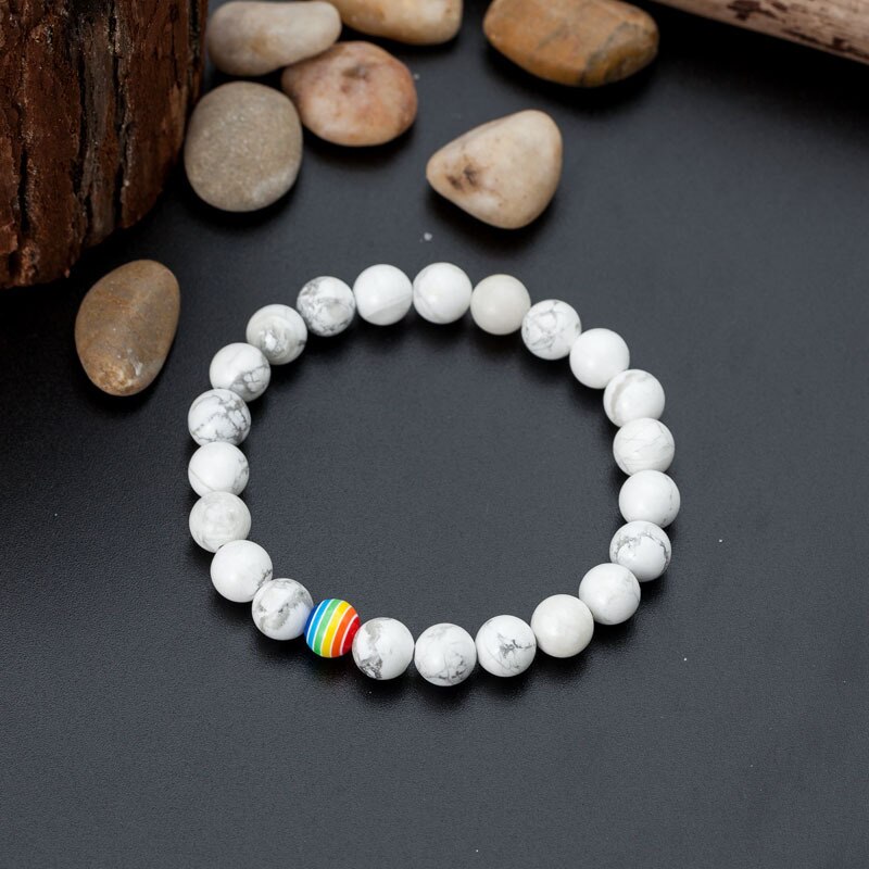 MIQIAO colore arcobaleno perline Gay Gay simbolo lesbico catene braccio cinturino da polso bracciale per uomo donna amici regalo gioielli Boh