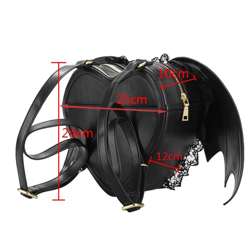 Zaino da donna Bat Wing Backpack Punk elegante borsa da scuola più recente per ragazze borsa da pipistrello zaino con ali d&#39;angelo simpatico pacchetto piccolo diavolo