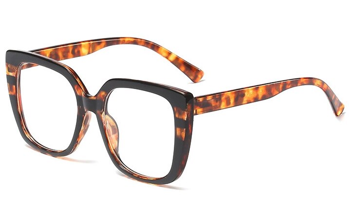 45759 Donker Groene Strepen Brilmonturen Mannen Vrouwen Big Frame Retro Leopard Optische Mode Computer Bril: C2 black leopard