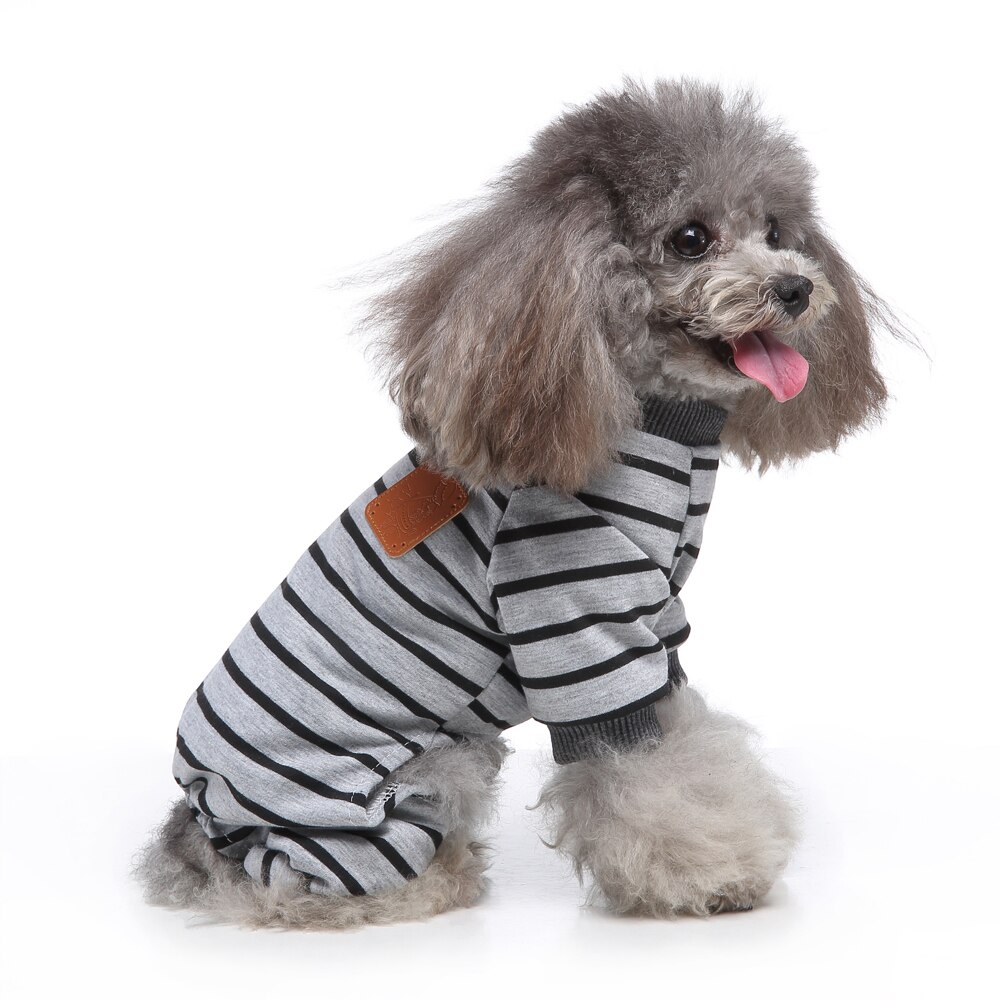 Jumpsuit Pyjama Puppy Kat Winter Kleding Pyjama Terrier Pyjama Overalls Puppy Cat Kleding Kleding Pyjama Voor Kleine Honden C: Grey bars / Xl