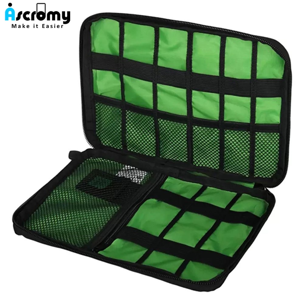 Ascromy reis-elektronica organizer tas voor oordopjes, oplader, kabelopwinder, flashdrive, harde schijf, sd-kaart, powerbank
