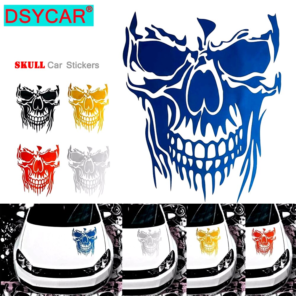 DSYCAR 1Pcs Skull Decal Horrific Skeleton Vinyl Car Hood Window Stickers Vehicle Styling Removable Waterproof Sticker Reflective