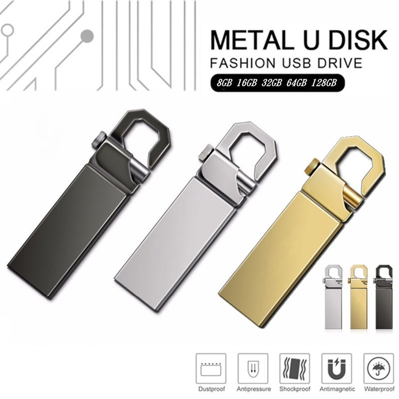 caldo metallo usb veloce unità 32gb 64gb argento/oro memoria bastone penna unità USB 2.0 U Disk 128GB 256GB 512GB