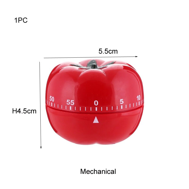 Pomodoro timer kjøkken dingser egg timer student timer alarm søt mini mekanisk urskive 60- minutters kjøkken gadgets: 1pc- røde