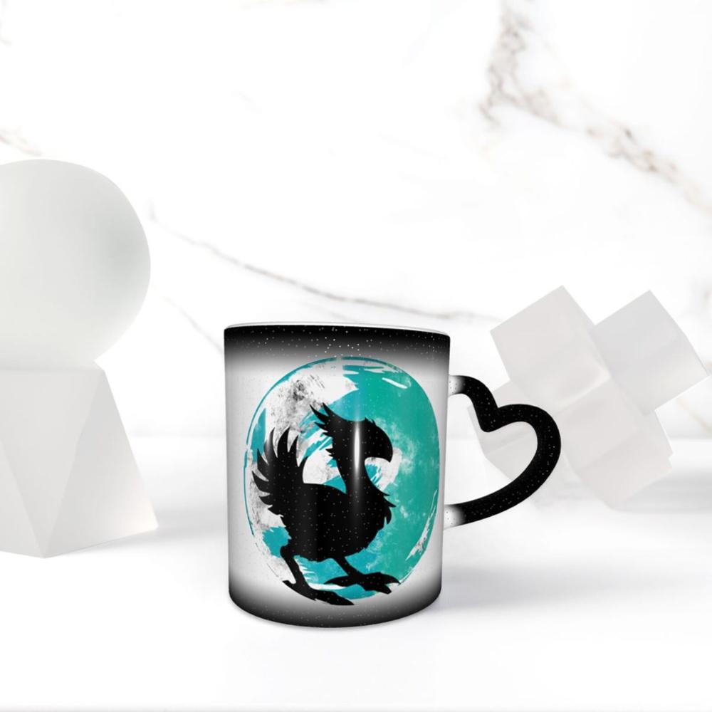 Final-Fantasy's-Chocobo Silhouette Wark At The Moon coffee K mugs glass cups tazas set disposable solo holder donut double wall
