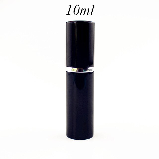 5ml 10ml parfum glazen fles reis aluminium spray verstuiver lege metalen parfum verstuiver draagbare: Zwart -10ml