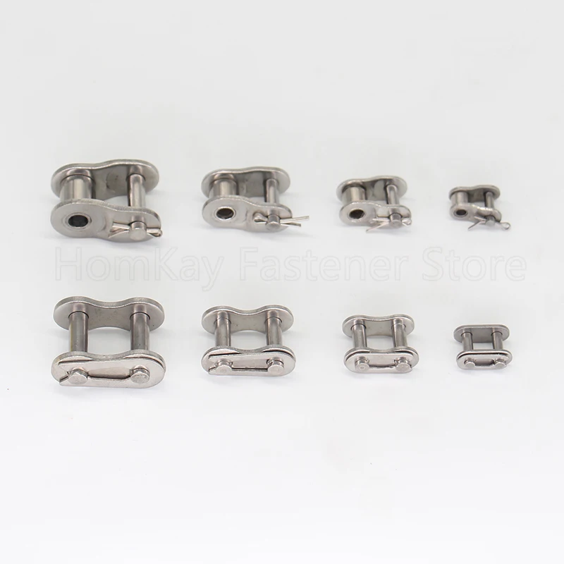 Single Row Full/Half Buckle Roller Chain Connector 304 Stainless Steel Industrial Chain Join Buckle 04C/05B/06B/08B/10A/12A/16A