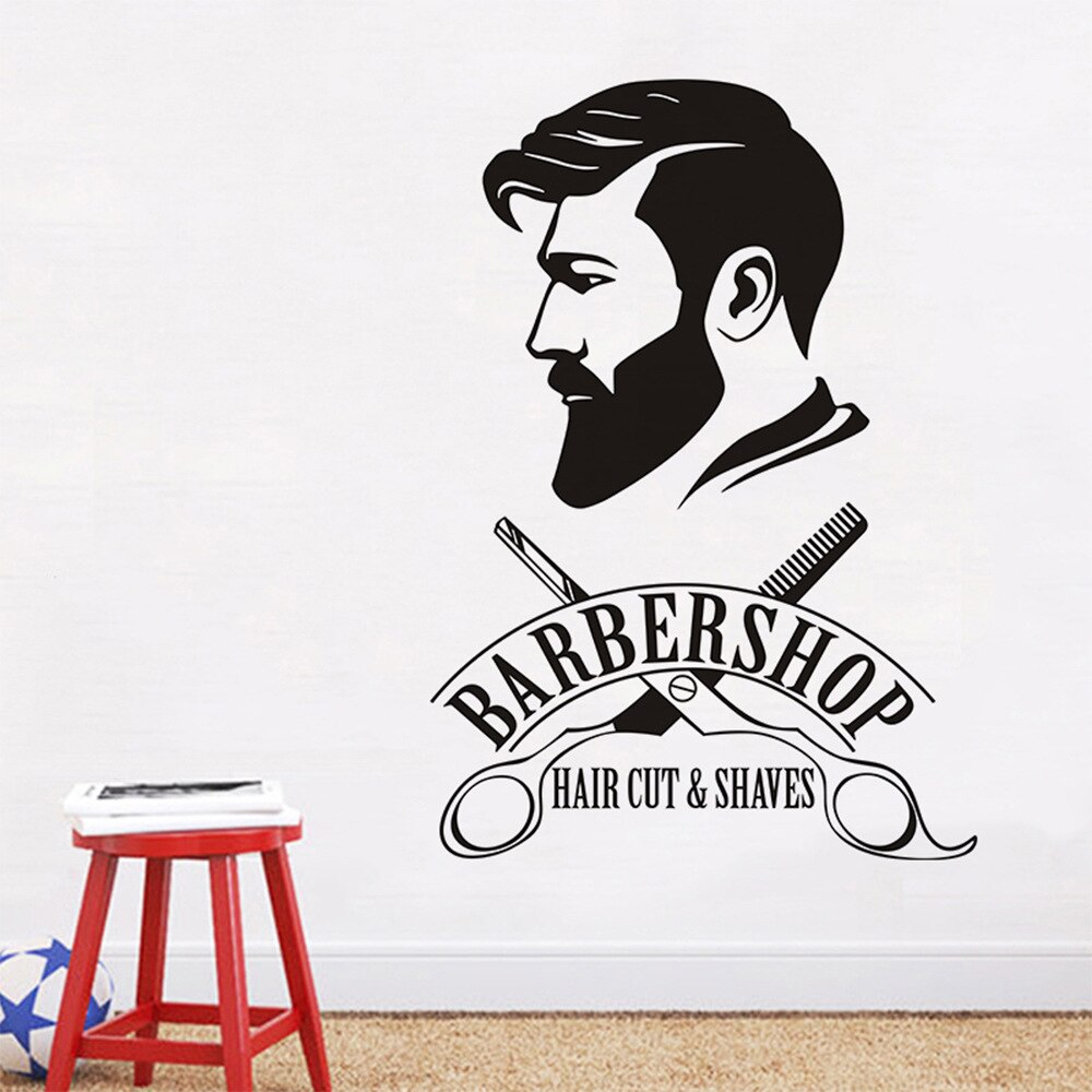 Barbershop Decoratie Salon Muursticker Etalage Muurtattoo Hair Cut Art Mural Salon Muur Papier