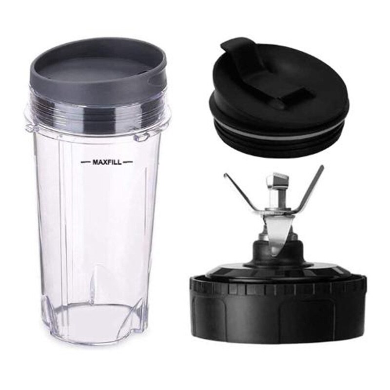 16 Oz Beker Met Twee Deksels, 6 Vinnen Blade Voor Ninja, blender Vervangende Onderdelen Accessoires Voor Ninja BL660 BL770 BL740(4 Stuks)