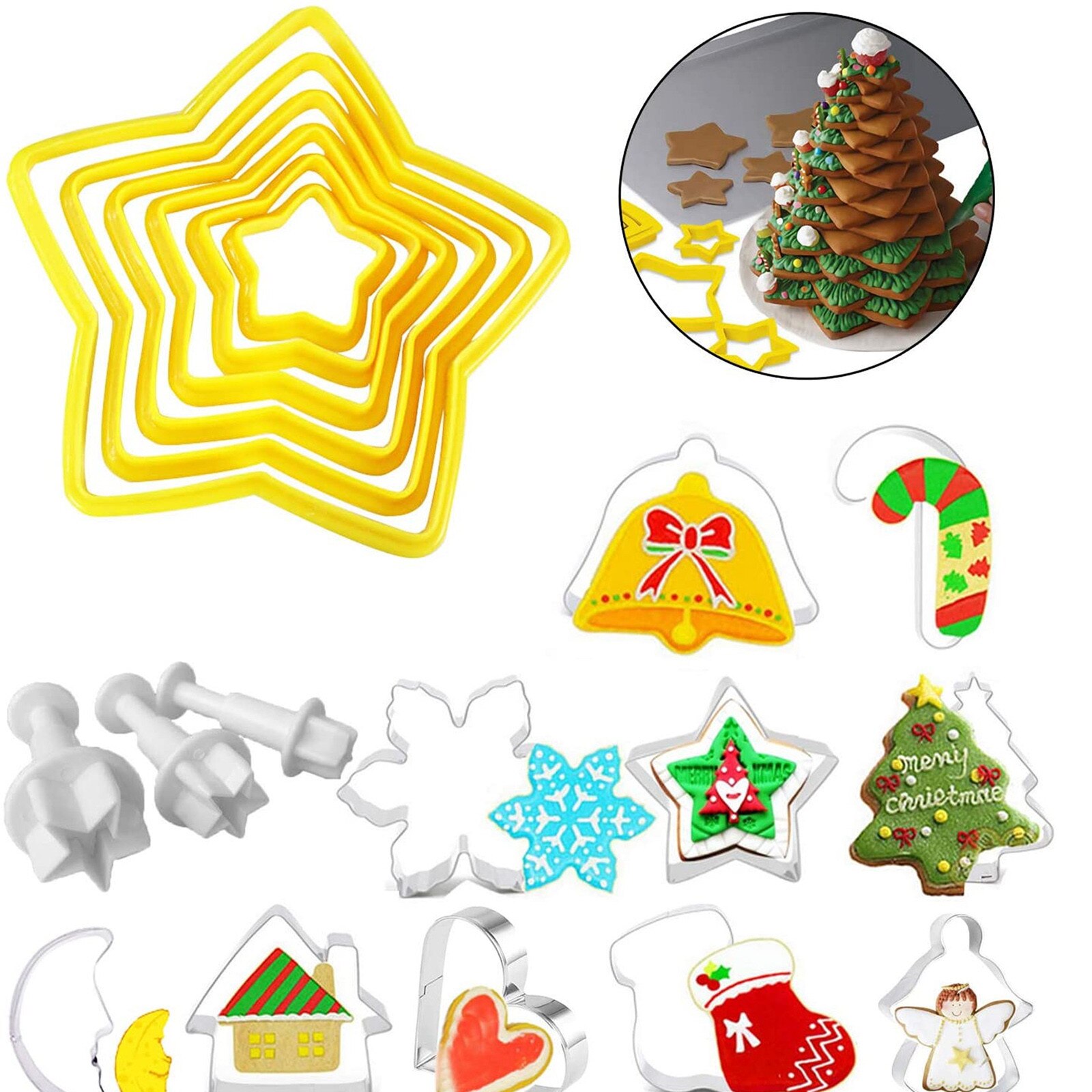 Christmas Tree Cookie Cutter-stars Cookie Cutters Christmas Cutters Mould Kichen Accessories Tools Cooking Diy Chocolate Mold