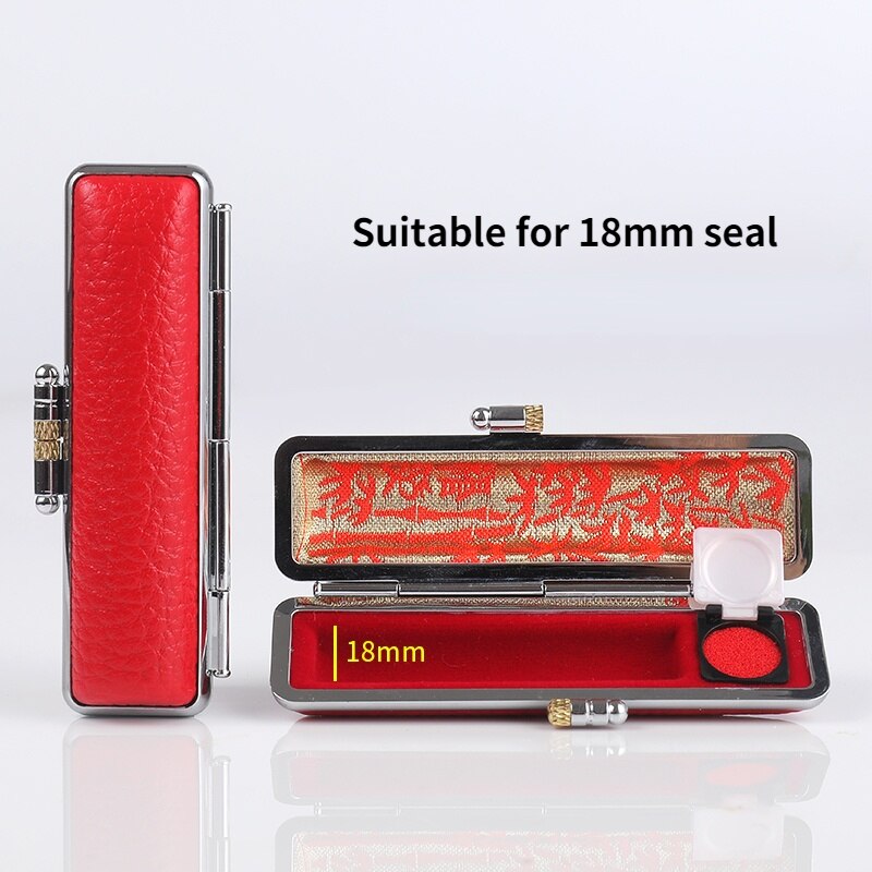 Boîte de rangement Portable de petits sceaux chinois ronds avec tampon encreur, coffret de collecte de sceaux privés avec nom, sceau à graver: C