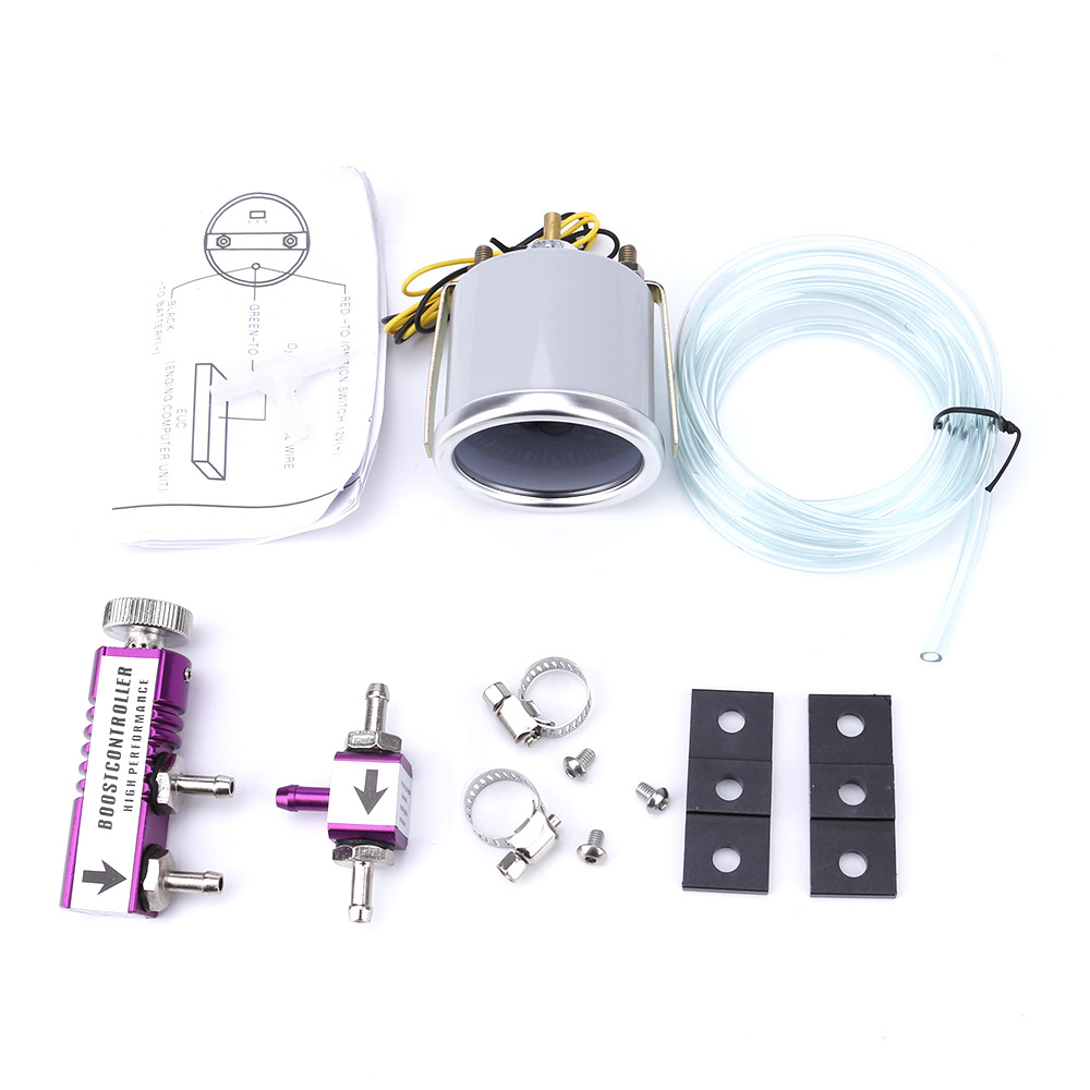 CNSPEED 2" 52mm Turbo Adjustable PSI Pulse Meter + Turbo Pulse Controller Kit 1- 30 PSI IN-CABLE Meter Metric YC101226: purple