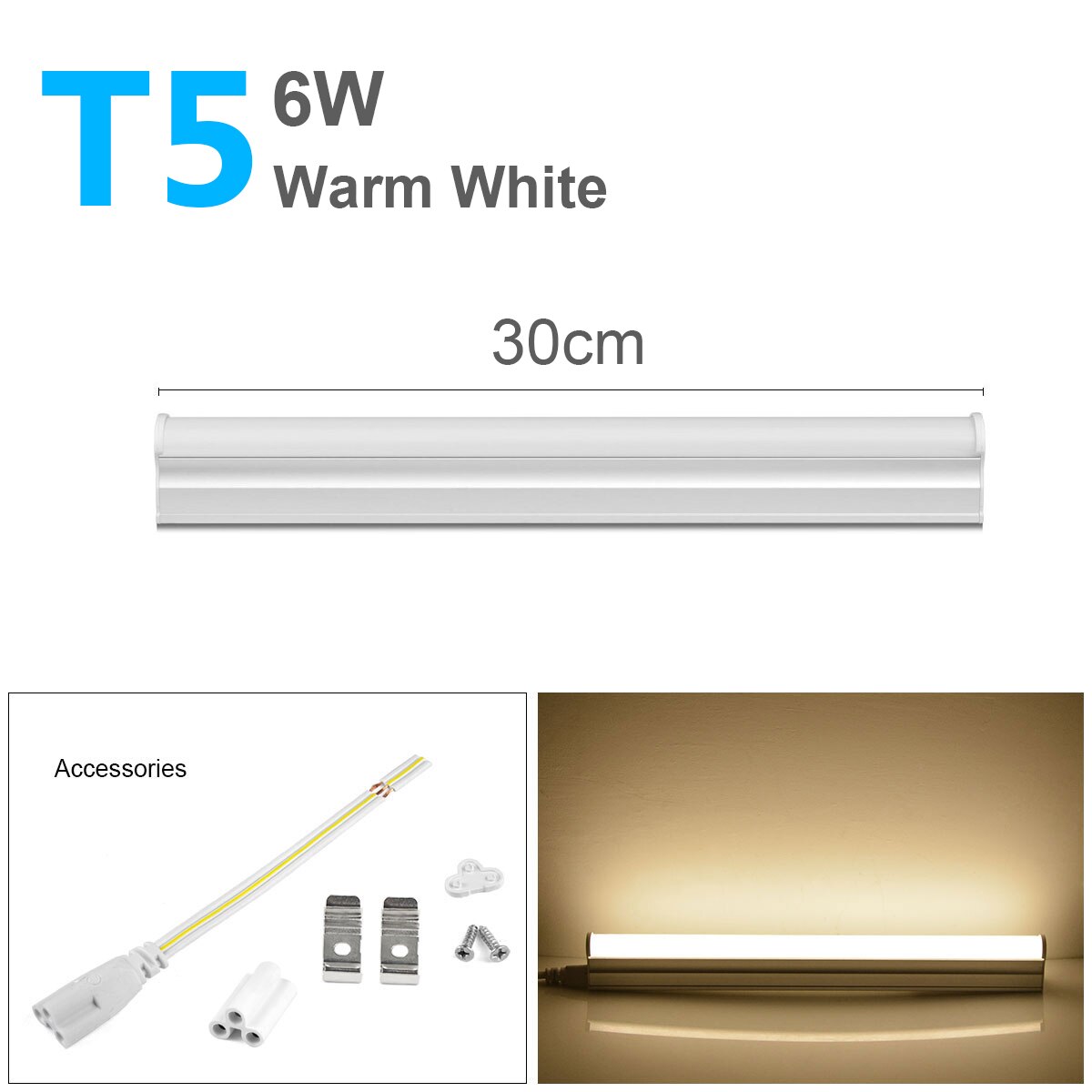 T5 LED Tube Lamp 220V T8 LED Light Bulb Bar Lights 30cm 60cm T5 Tube LED Fluorescent Tube Kitchen indoor Lighting: T5 6W Warm White