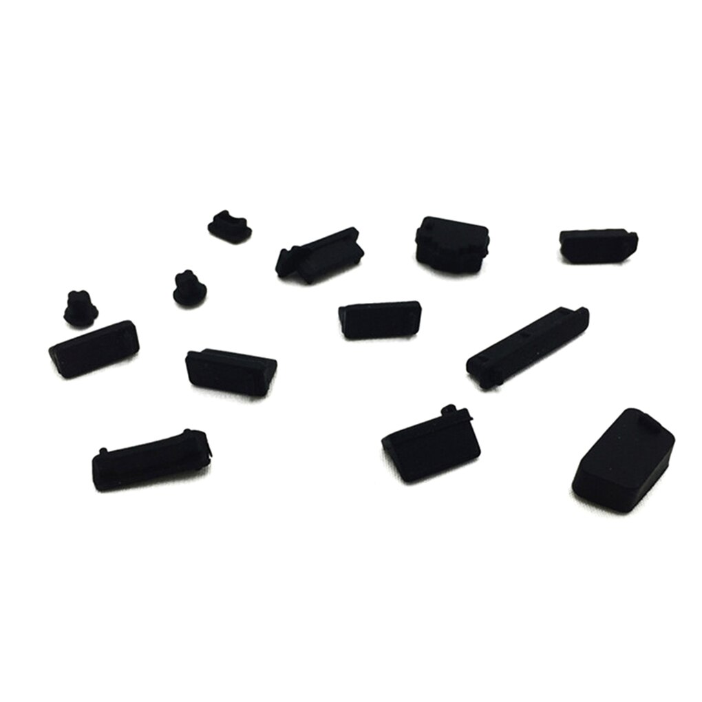 Silikon elastisk anti-damm bärbar portskydd dammtät bärbar dator port plugg lock propp: Svart