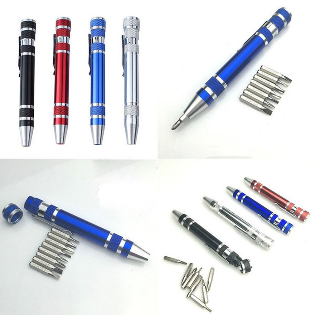 Multifunction 8 In 1 Mini Aluminum Precision Pen Screw Driver Screwdriver Set Repair Toolsfor Cell Phone Hand tool