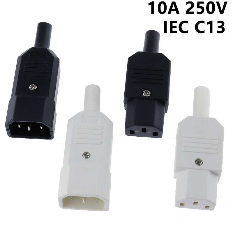 Price 10A 250V Black IEC C13 Male Plug Rewirable Power Connector 3 pin ac Socket