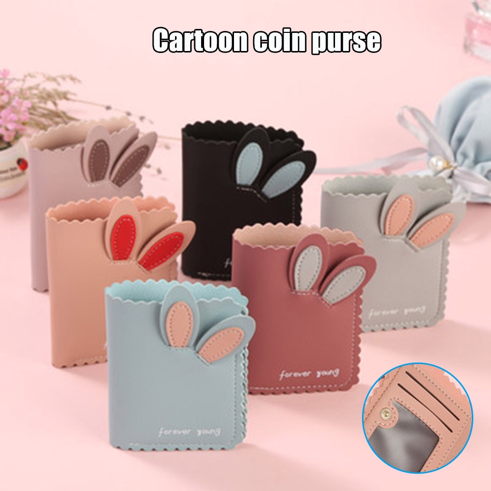 Cartera pequeña de para Mujer, carteras bonitas con orejas, tarjetero informal para Mujer, tarjetero de corto, Cartera para niñas