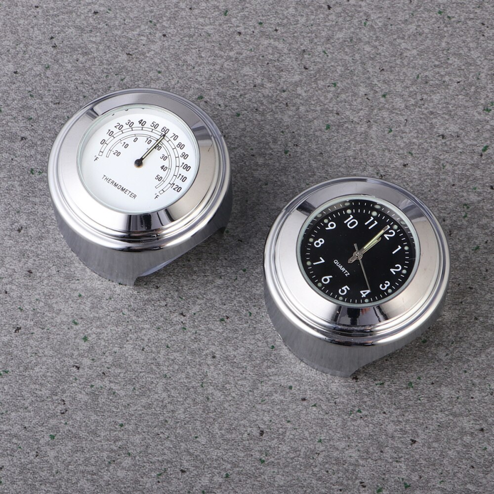 2 Stuks Aluminium Stuur Motorfiets Lichtgevende Horloge Algemene Voertuig Temperatuur Stuur Meter