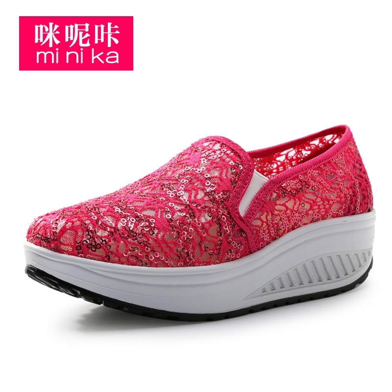 Women Outdoor Walking Shoes Breathable Mesh Sneakers Platform Height Increasing Exercise Shoes Sport Shoes AA40248