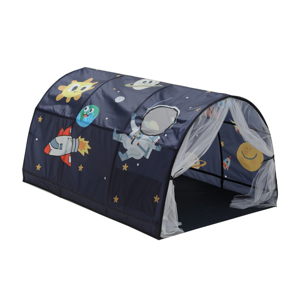 Boys Girls Double Net Curtain Inner Pocket Camping Baby Toddlers Starry Sky Bedroom Decor Sleeping Cute Cartoon Kids Play Tent