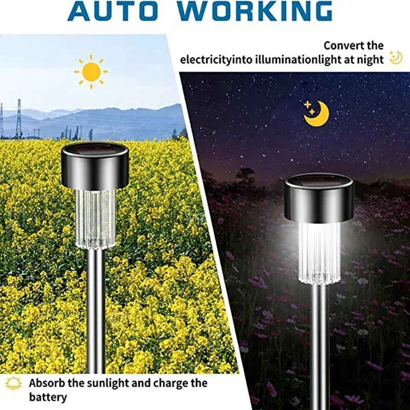Buitenverlichting op zonne-energie, tuinlamp, op zonne-energie, waterdicht, geschikt voor tuinpaden, achtertuin, gazon en terras.