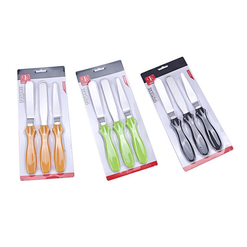 Spatel 3 Stks/set Blade Schuine Espatula Cake Icing Spatel Smooth Vullen Tool Cutter Set Bruiloft Valentijn Bakken Gebak Tool