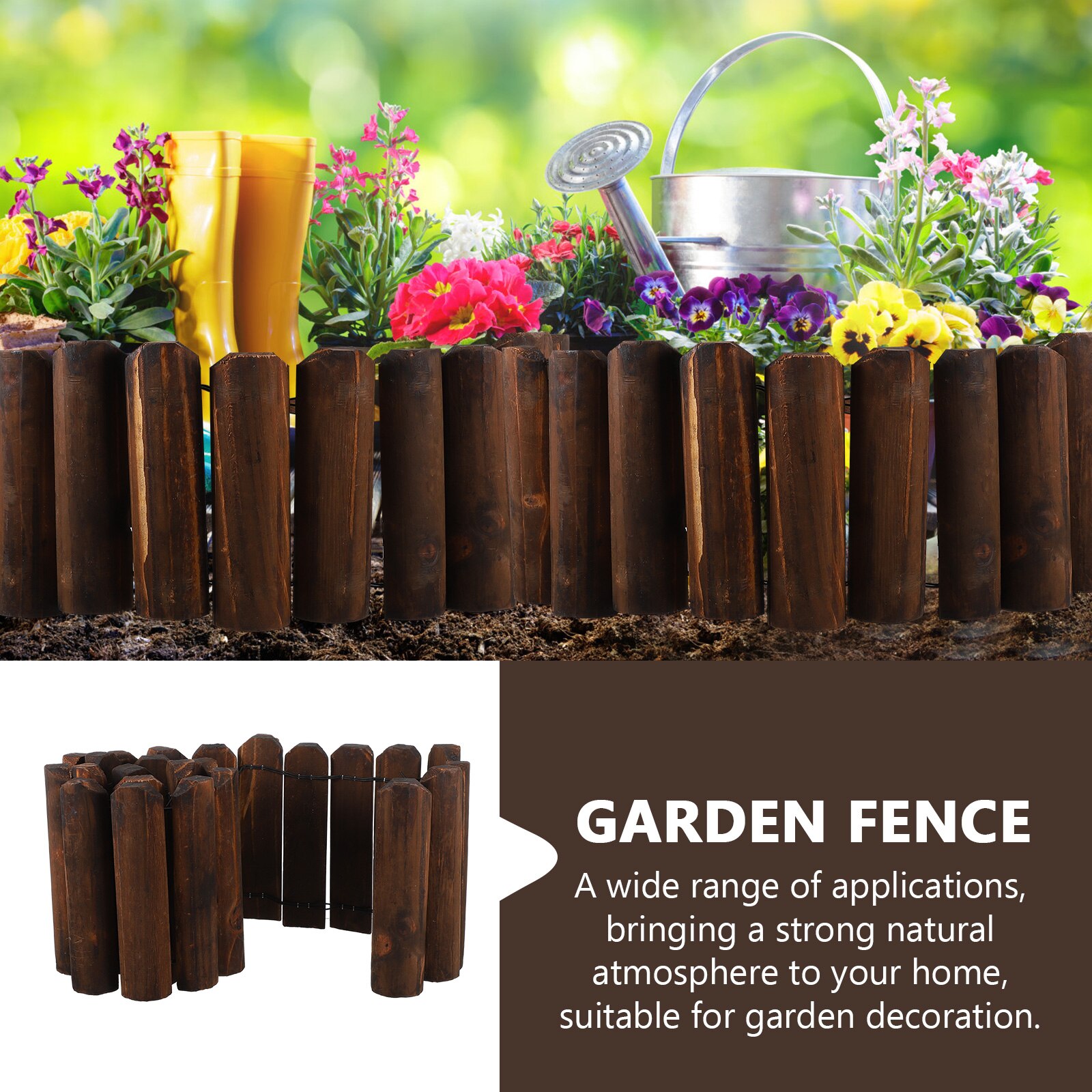 Garden Wood Fence Outdoor Yard Fence Natural Fence Lawn Fence Garden Supply