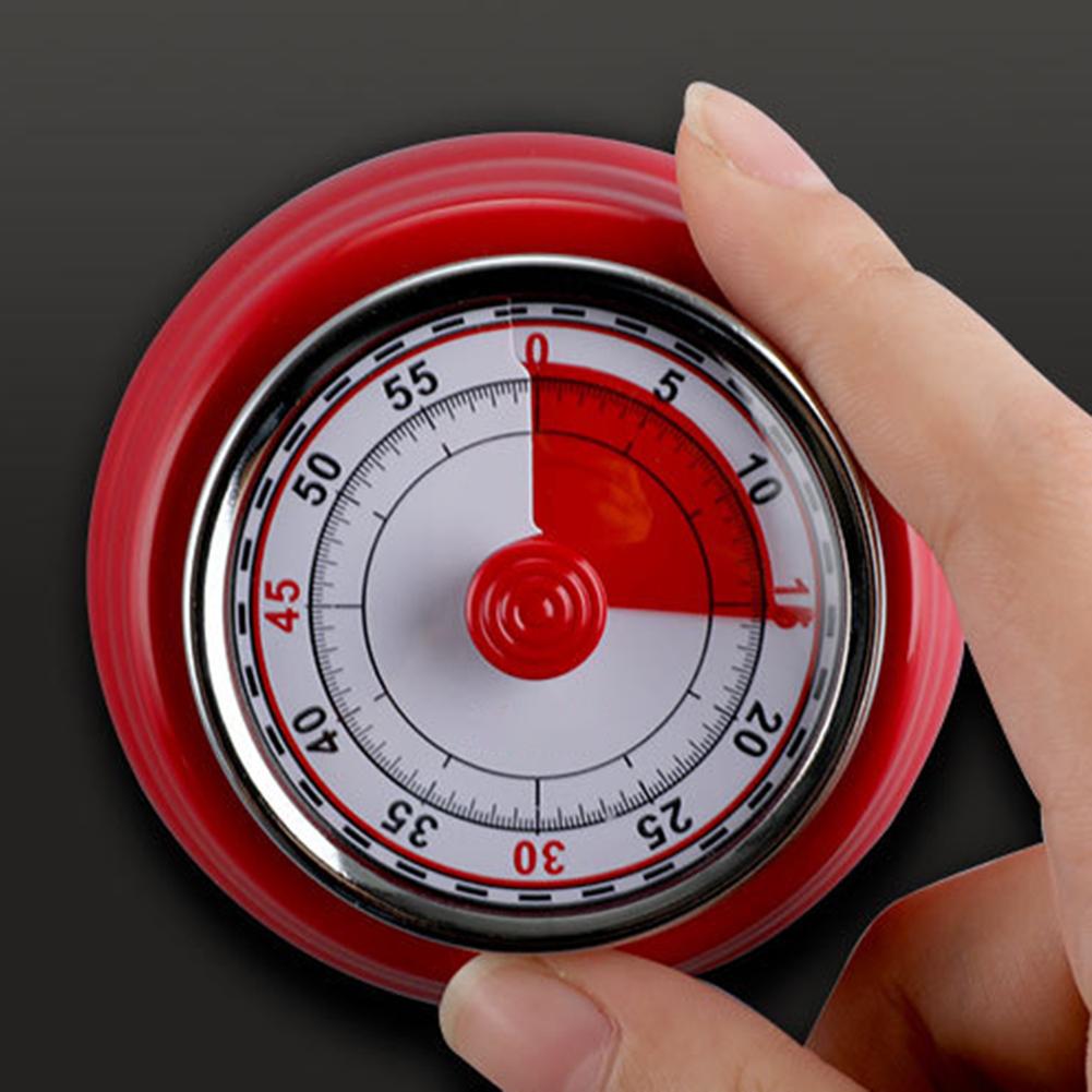 Round Shape Mechanical Timer-Magnetic Visual Countdown Timer with Alarm for Kitchen Cooking Baking Sports Kids(Red)