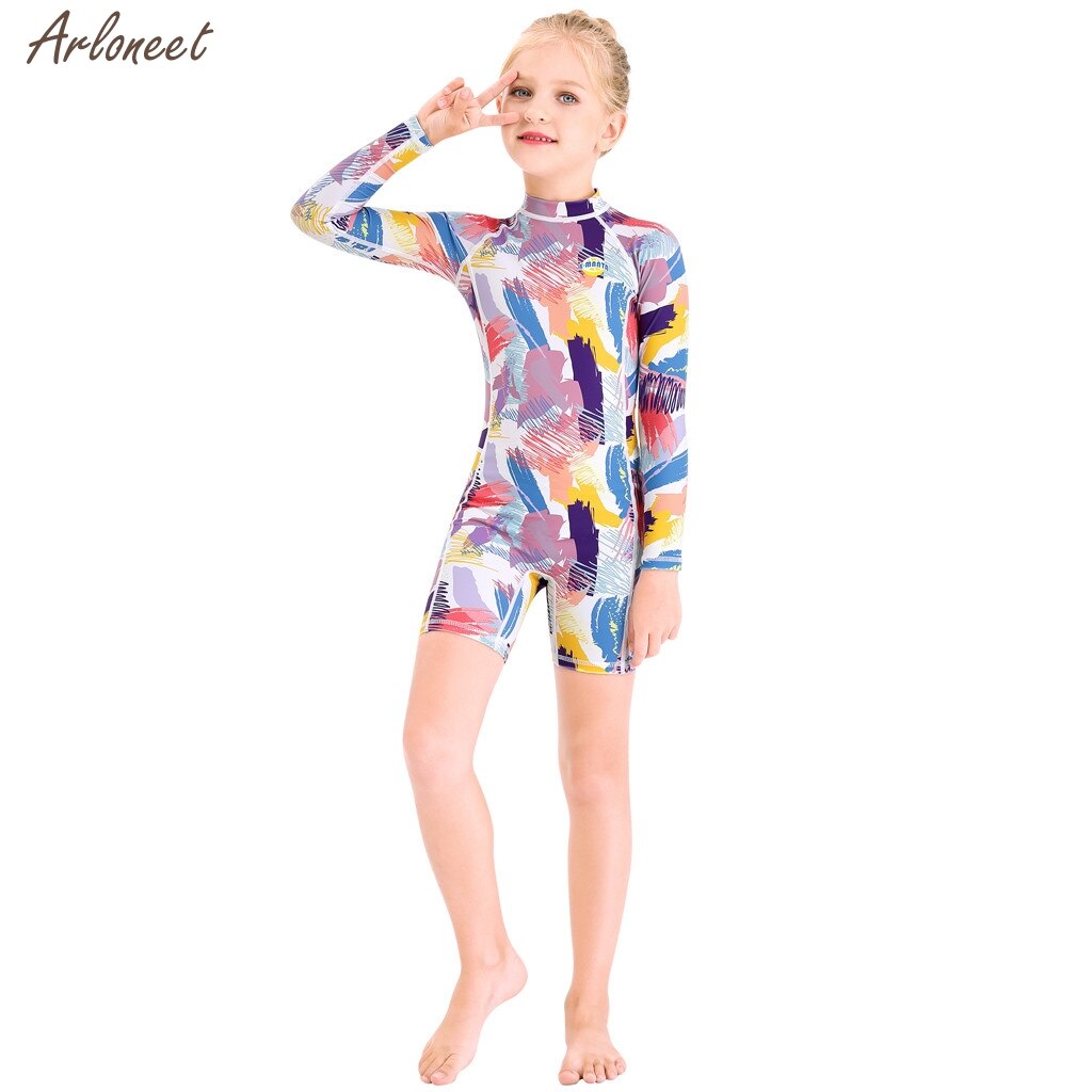 Girls Swimwear Summer Kids Baby Girls Boy One Piece Sun Protection Rash Guard UPF 50+ Swimsuit Wetsuit Beachwear