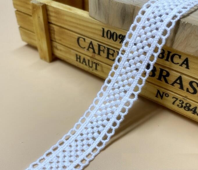 Renda floral bordado de algodão branco, 5 jardas/lote, pequena, fina flor x716: 6 2cm