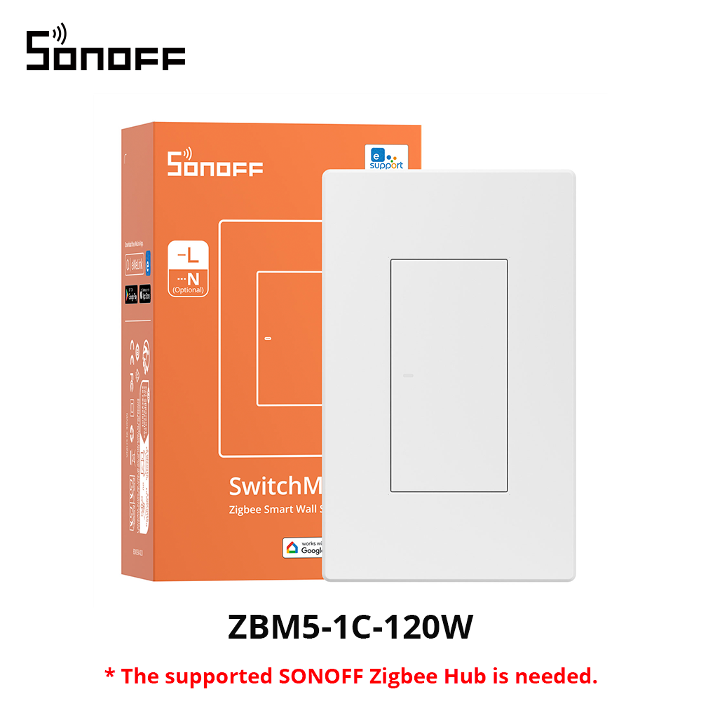 SONOFF ZBM5 SwitchMan Zigbee Smart Wall Switch Supports No Neutral and Neutral Wire Detach Relay Mode Works with Home Assistant: WHITE