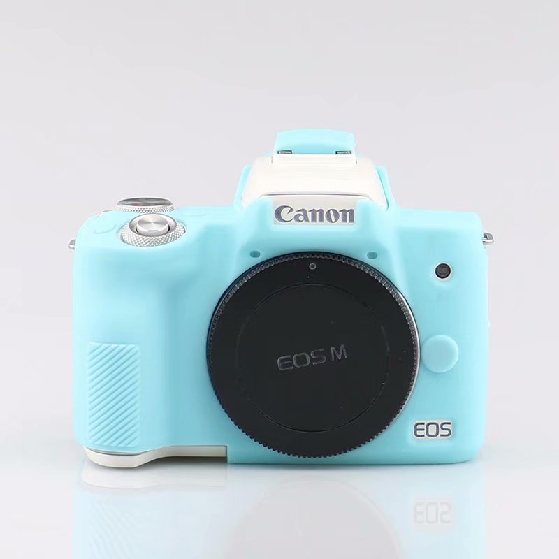 Silicone Armor Skin Case Body Cover Protector for Canon EOS M50 Digital Camera Inner Soft Bag Case: Blue