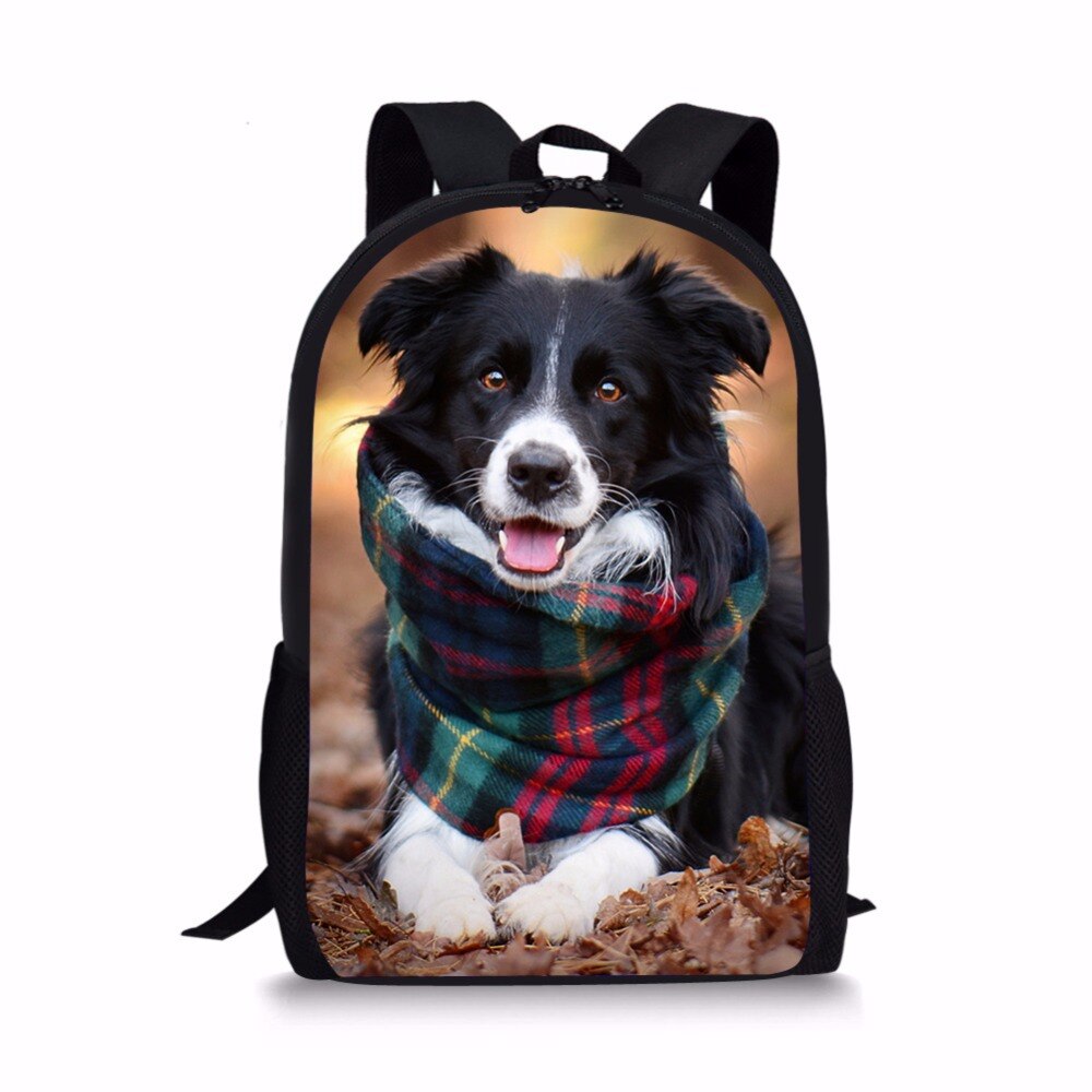 3D Border Collie Dog Print Backpack SchoolBags for girls boys teenager orthopedic school bag packbags mochila escolar bookBag