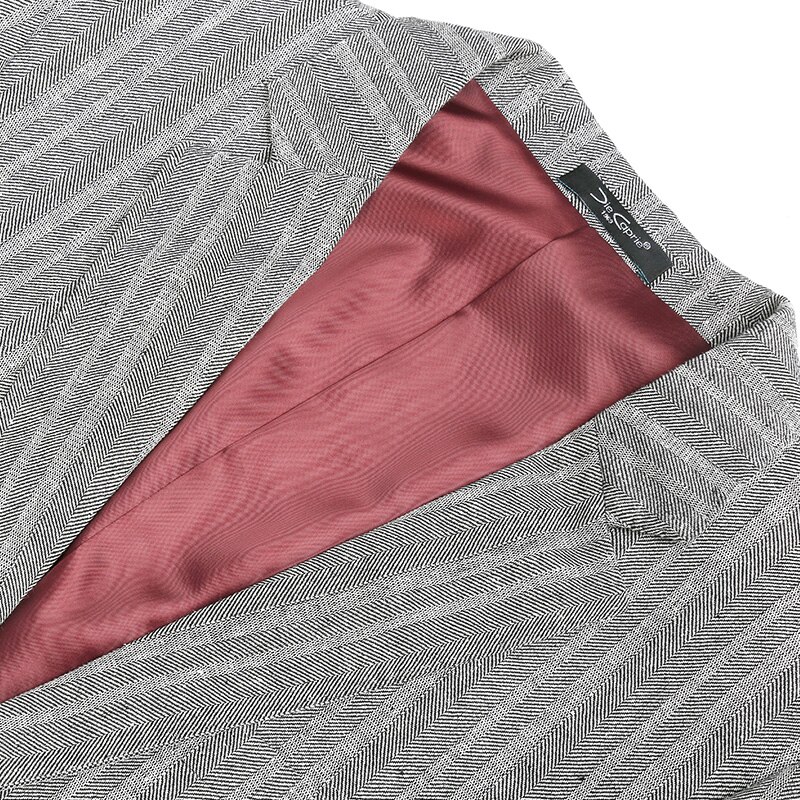 Stribet linned herre blazere slim fit til mænd koreansk formel business grå mandlig jakkesæt bryllup plus størrelse 56