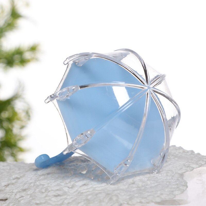 12 unids/set paraguas portátil de plástico cajas de dulces Baby Shower Bonbonniere paquete para de fiestas caja: Light blue