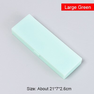 Estuche transparente sencillo para lápices, caja pequeña de plástico para almacenar bolígrafos, material de papelería para aprendizaje y oficina: Large Green