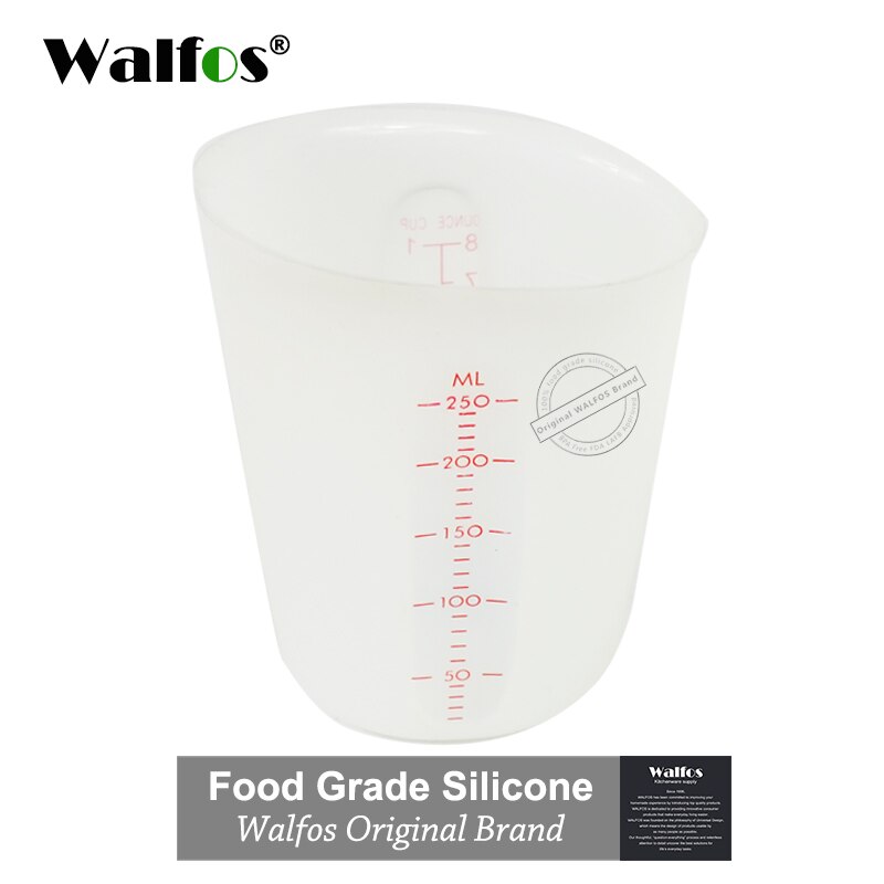 WALFOS-tazas medidoras de silicona flexibles, Alimentaria, 500ml, cuchara de medir, utensilios para hornear, utensilios de repostería para Cocina: 250 ml white