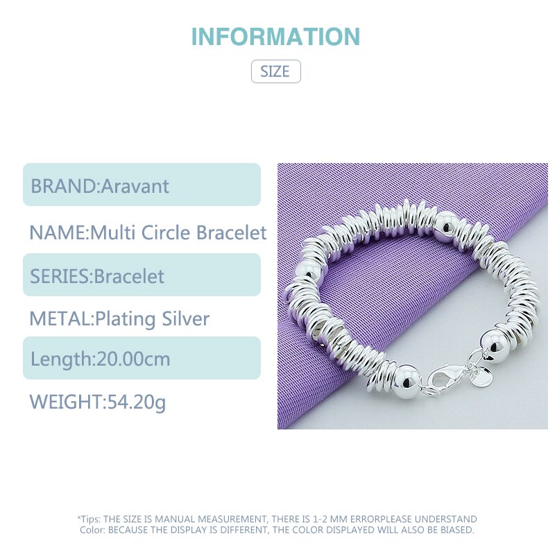 Nouveauté 925 argent Multi cercle perle Bracelet femmes Bracelets porte-bonheur bijoux fins