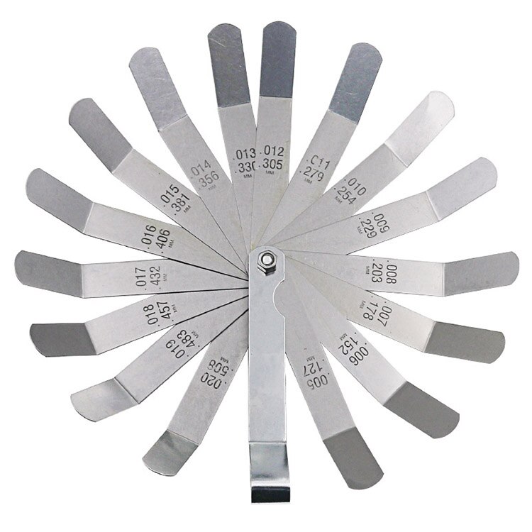 Feeler Gauge Metric 0.127-0.508Mm 0.005-0.020 Inch Valve Offset Feeler Gauge High Strength 16 Blade Easy To Use Durable