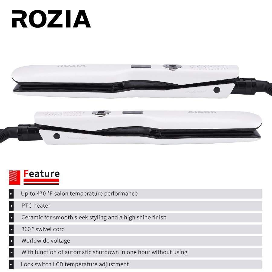 ROZIA Mais Haar Stil Turmalin Keramik Heizung Platte Haarglätter Styling Werkzeuge LED-anzeige Flache Eisen Salon Stil Werkzeuge