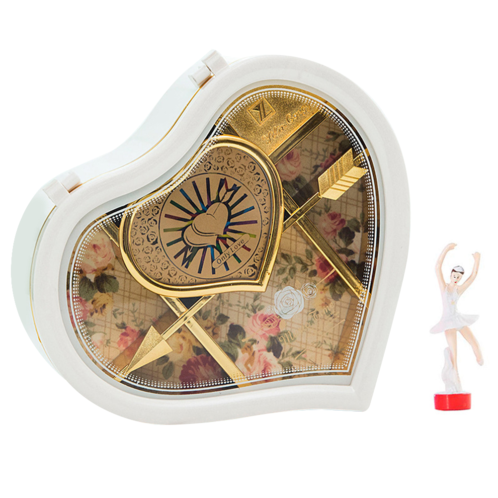 Heart Shape Dancing Ballerina Music Box PLastic Jewellery Box Girls Carousel Hand Crank Music Box Mechanism: A