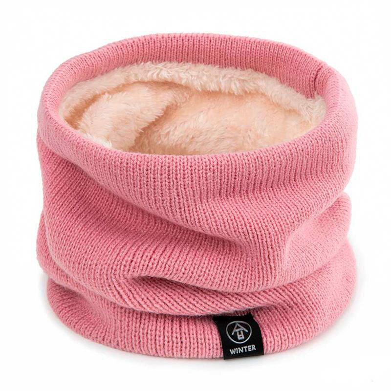 Sciarpa calda invernale per ragazzi ragazze bambini sciarpa per bambini sciarpe con collo in lana spessa sciarpa anello in maglia di cotone sciarpe solide: D Pink