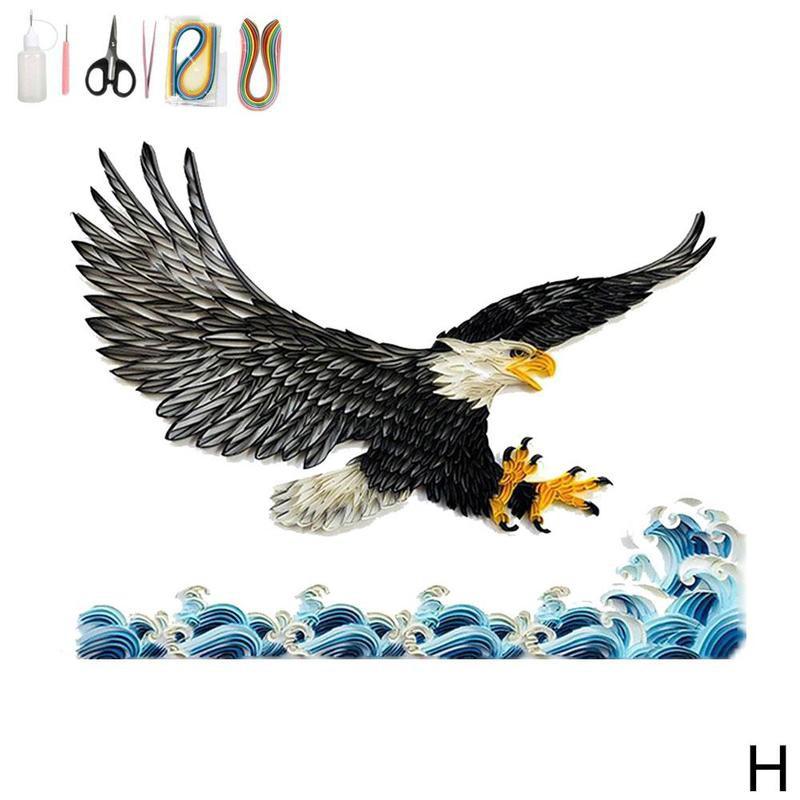 DIY Paper Art Parrot Animal Quilling Paper Set Craft Paper Quilling Kit Home Decor 3D Origami Collage Quilling Tools Set: H