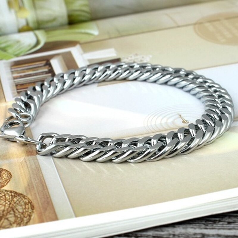 Bracciali da uomo Trend Hip Hop catene a maglia cubana coppia in acciaio inossidabile catena a mano Punk accessori per gioielli bracciale da uomo