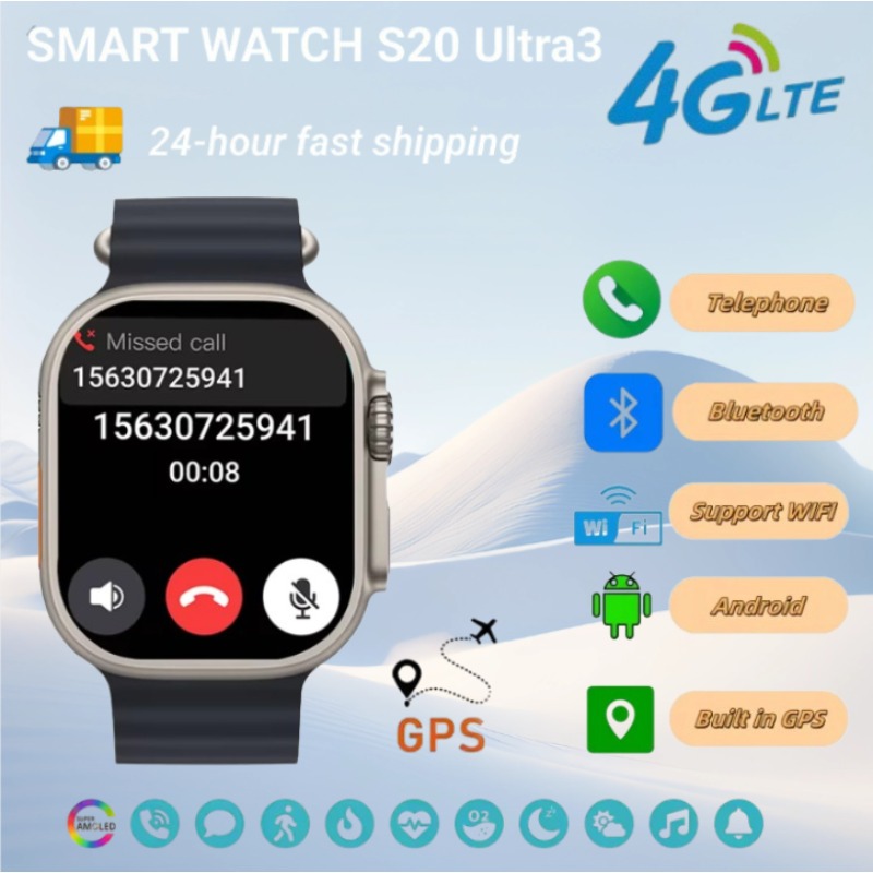 S20 ultra 3 5G Todos os relógios inteligentes Sistema operacional Android Mapa GPS Google Play YouTube Passômetro Rastreador de sono Cartão SIM