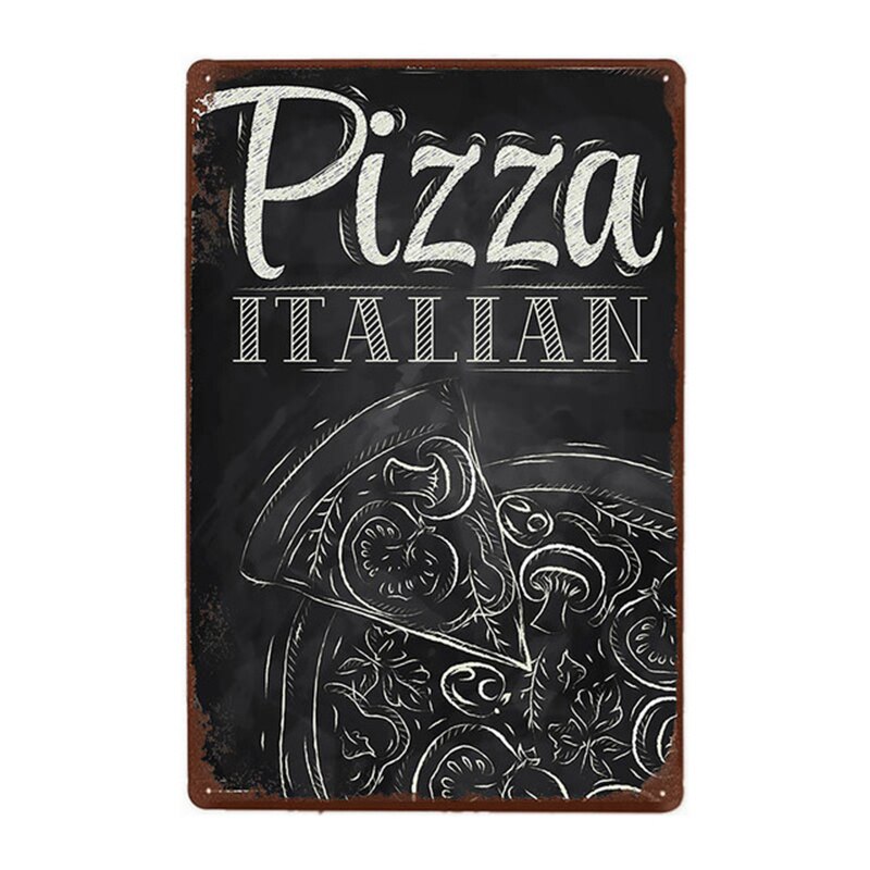 Pizza kyltti pizza ravintola ravintola retro peltimaalaus vintage metallikuva seinäkoristelu amerikkalainen minimalistinen tyyli: 18