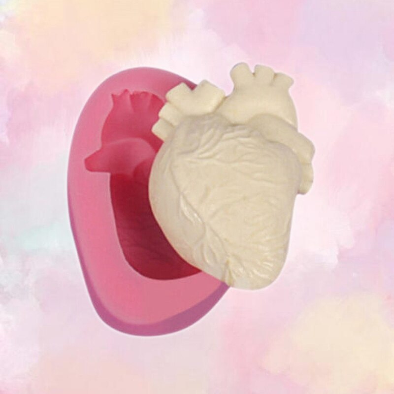 3D Human Heart Mold Fondant Silicone Cake Chocolate Mold Resin Clay Mould Soap Candle Craft Molds Anatomical Heart Wax Mold