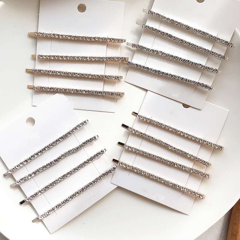 4-Piece Rhinestone Hair Clip Set for Women - Crystal Hair Accessories, Girls Barrette, Pins, Jewelry
